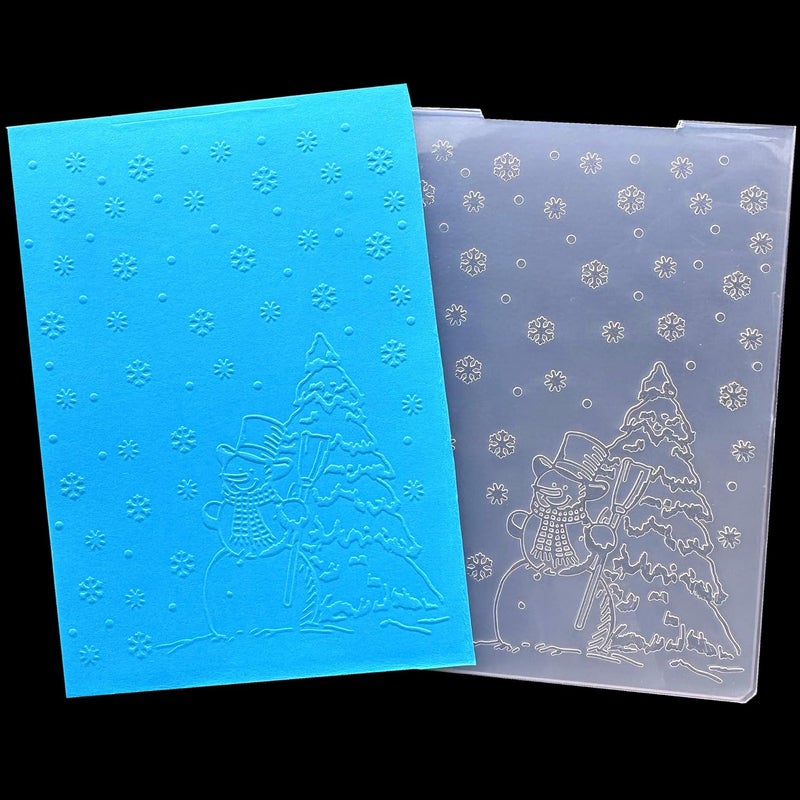 Arbuya Christmas Snowman Embossing Folders for Card Making Merry Christmas Snowfall Embossing Folder for Gift Tag Paper Crafting Home Decoration - Image 4